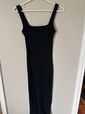 wild fable Black Ribbed Midi Tank Dress